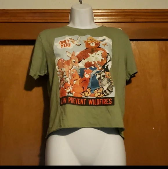 COPY - Smokey the Bear cropped tee t-shirt large graphic tee - Picture 1 of 3